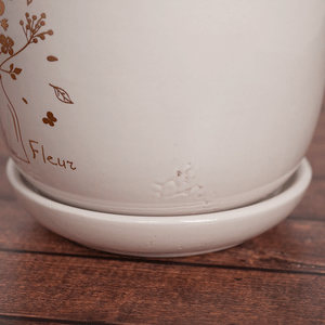 Кашпо Аурум 10х9 см некондиция Флер белое с золотом фиксированный поддон