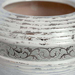Ваза Кашпо декоративное Валенсия 18х15 см белая с серебром