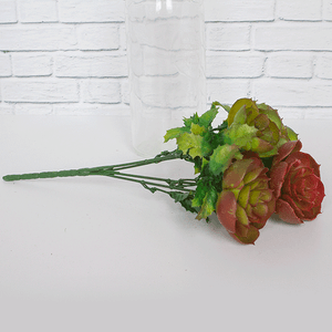 Ветка декоративная Каменная роза 28 см бордово - зеленая в ассортименте