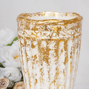 Ваза Грация 25 см белая с золотом