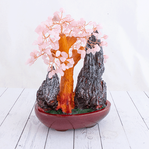 Дерево счастья Кварц розовый 17х26 см натуральный камень