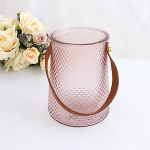 Ваза с ручкой Сабрина 13х16 см соты лиловая прозрачная