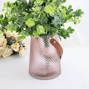 Ваза с ручкой Сабрина 13х16 см соты лиловая прозрачная