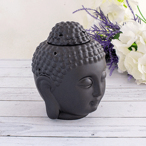 Аромалампа Будда 14 см черная сатиновая