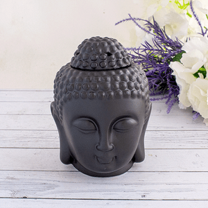 Аромалампа Будда 14 см черная сатиновая