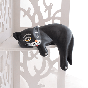 Кошка на полку Соня 19 см чёрная матовая