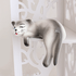 Кошка на полку Соня 19 см белая с серым глянцевая