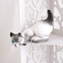 Кот на полку Шалун 20 см белый с серым матовый