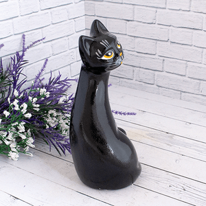 Кошка Муська 20 см черная глянцевая