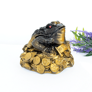 Копилка Жаба на монетах 18х19 см бронзовая