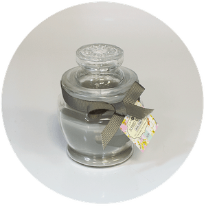 Свеча ароматическая в вазочке 10 см Цитрусовый микс жемчужно-серая