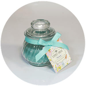 Свеча ароматическая в вазочке 9 см Розмарин бирюзовая