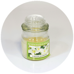 Свеча ароматическая в баночке 9 см Жасмин белая