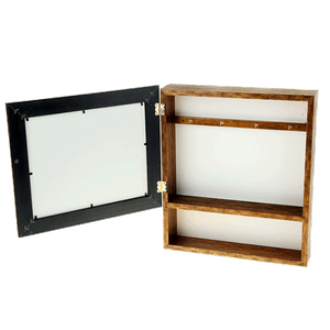 Ключница с открытой полкой 30х34 см Осень в городе под бронзу