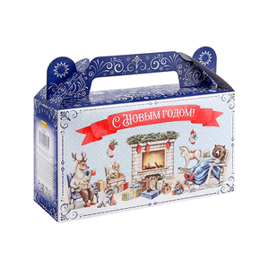Коробка для сладостей Сундучок на 500 гр Зверята отмечают Новый год