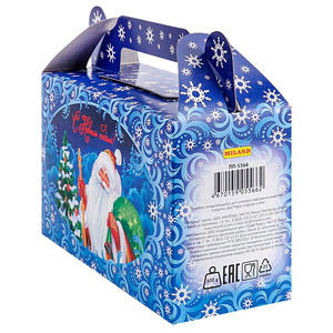 Коробка для сладостей Сундучок на 500 гр Дед Мороз и друзья у елки