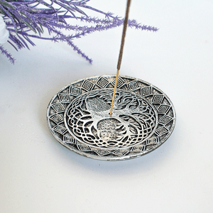 Подставка для благовоний Древо Жизни 10 см античное серебро