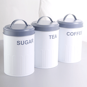 Банки Сканди для хранения Набор 3 шт по 1 л белые с серой крышкой