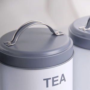 Банка Сканди с крышкой 1 л Чай белая с серым