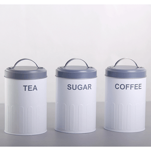 Банки Сканди для хранения Набор 3 шт по 1 л белые с серой крышкой