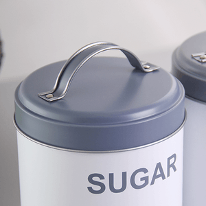 Банки Сканди для хранения Набор 3 шт по 1 л белые с серой крышкой