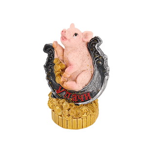 Свинка на подкове и монетах 8 см Удачи цветная в ассортименте