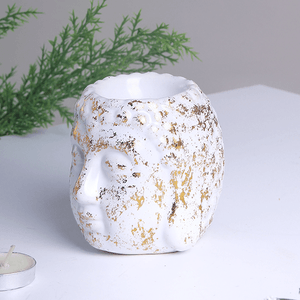 Аромалампа Голова Будды 9 см белая с золотом