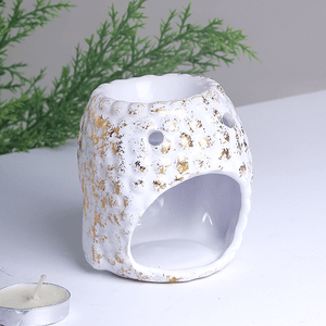 Аромалампа Голова Будды 9 см белая с золотом