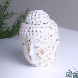 Аромалампа Будда 14 см белая с золотом