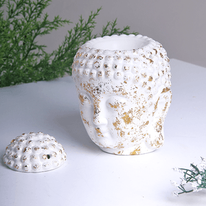 Аромалампа Будда 14 см белая с золотом