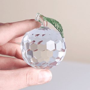 Фигурка хрустальная Яблоко 6 см прозрачное с зеленым