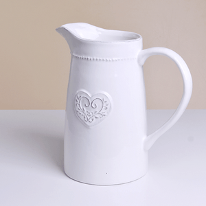 Ваза Кувшин Сердце Флора 11х21 см белая