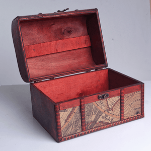 Шкатулка Сундук Карта мира 22х16 см темный рисунок под красное дерево
