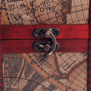 Шкатулка Сундук Карта мира 22х16 см темный рисунок под красное дерево