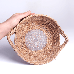 Корзина для хранения с ручками мягкая Цветок 28х7х23 см водный гиацинт