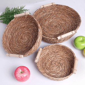 Корзина мягкая для хранения Набор 3 шт 30,25,20 см деревянные ручки водный гиацинт