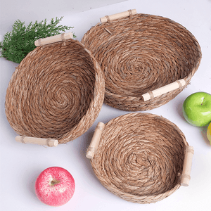 Корзина мягкая для хранения Набор 3 шт 30,25,20 см деревянные ручки водный гиацинт