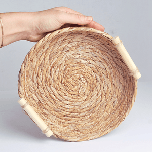 Корзина мягкая для хранения диаметр 24 см деревянные ручки водный гиацинт