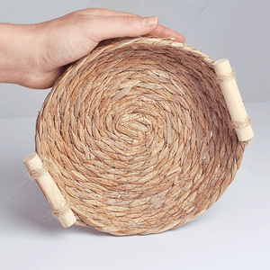 Корзина мягкая для хранения диаметр 20 см деревянные ручки водный гиацинт