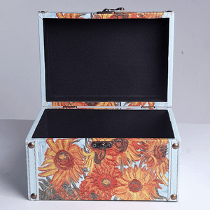 Шкатулка Кейс 20х12х14 см подсолнухи голубая