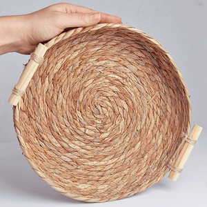 Корзина мягкая для хранения диаметр 30 см деревянные ручки водный гиацинт