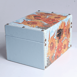 Шкатулка Кейс 20х12х14 см подсолнухи голубая