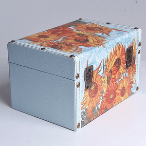 Шкатулка Кейс 20х12х14 см подсолнухи голубая