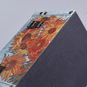 Шкатулка Кейс 20х12х14 см подсолнухи голубая