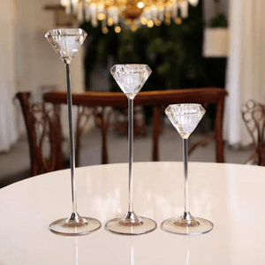 Подсвечник Набор 3 шт Кристалл 28 22 18 см цветное стекло золотые ножки