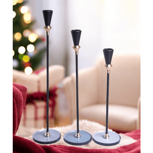 Подсвечник Набор 3 шт Прима 35 30 25 см черные с золотом