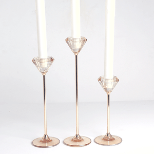 Подсвечник Набор 3 шт Кристалл 28 22 18 см цветное стекло золотые ножки