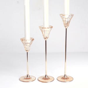 Подсвечник Набор 3 шт Делия 28 23 19 см цветное стекло золотоые ножки