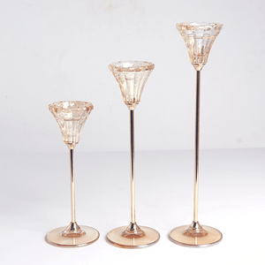 Подсвечник Набор 3 шт Делия 28 23 19 см цветное стекло золотоые ножки