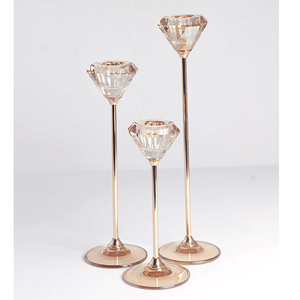 Подсвечник Набор 3 шт Кристалл 28 22 18 см цветное стекло золотые ножки